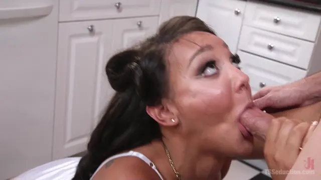 Poster: TS Hotty Sunshyne Monroe Drains Her Plumbers Throbbing Pipe