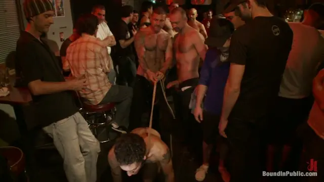 Poster: Use the stud's uncut cock as a shot glass at a public bar