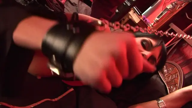 Poster: Captured Brunette Vampire Learns To Suck Cock