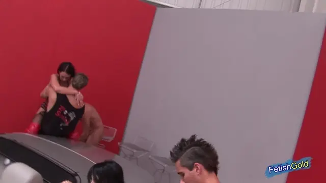 Poster: Two teen nettes get their tight pussies drilled by three guys xf