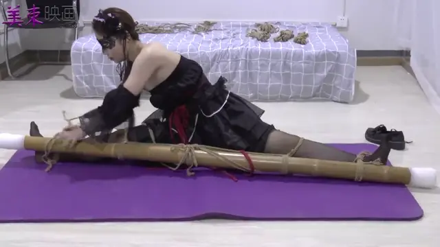 Poster: china rope bondage shibari leotard blindfold suspension