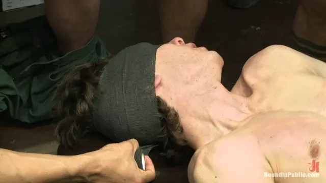 Poster: Horny crowd jumps on a ripped stud in a skate shop