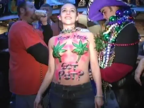 Poster: Body painted girls and boobs flashing