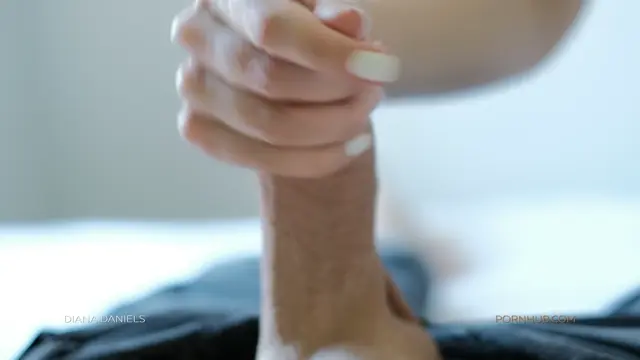 Poster: Amateur couple sweet sex in white clothes, blowjob, cum on tits!