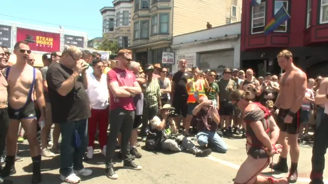 Poster: Bound hunk publicly tormented and gang fucked for his first Dore Alley
