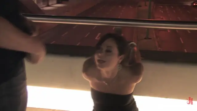 Poster: Beautiful Czech girl exposed on the streets at night