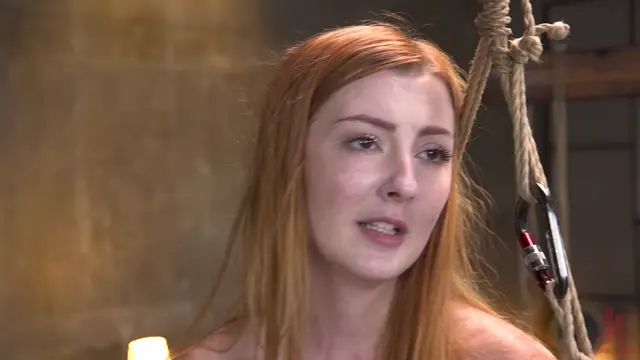 Poster: Redheaded Girl Next Door Megan Winters Fucked in Brutal Rope Bondage