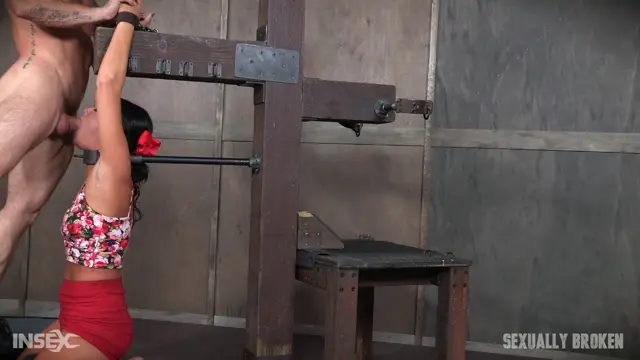 Poster: London River Bound Over Sybian and Face Fucked Having Brutal Orgasms That Test Her Restraintsi London River