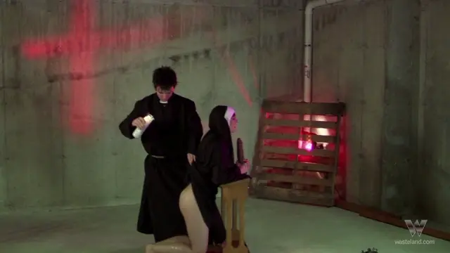 Poster: Hot nun rides the dildo