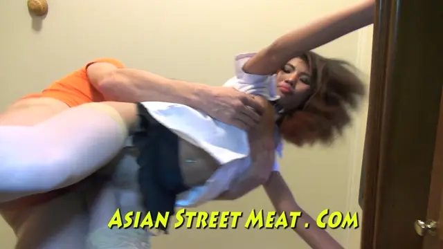 Poster: Asian sweety sodomised in stockings and stocks