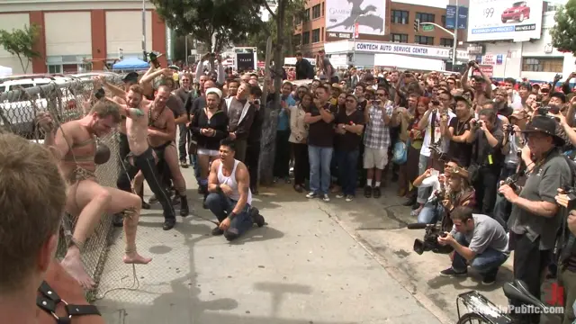 Poster: Cock hungry whore cattle prodded and fucked at Dore Alley Street Fair