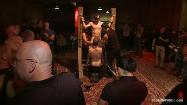 Poster: A handsome hunk gets ganged up by 100 horny men during Folsom weekend.